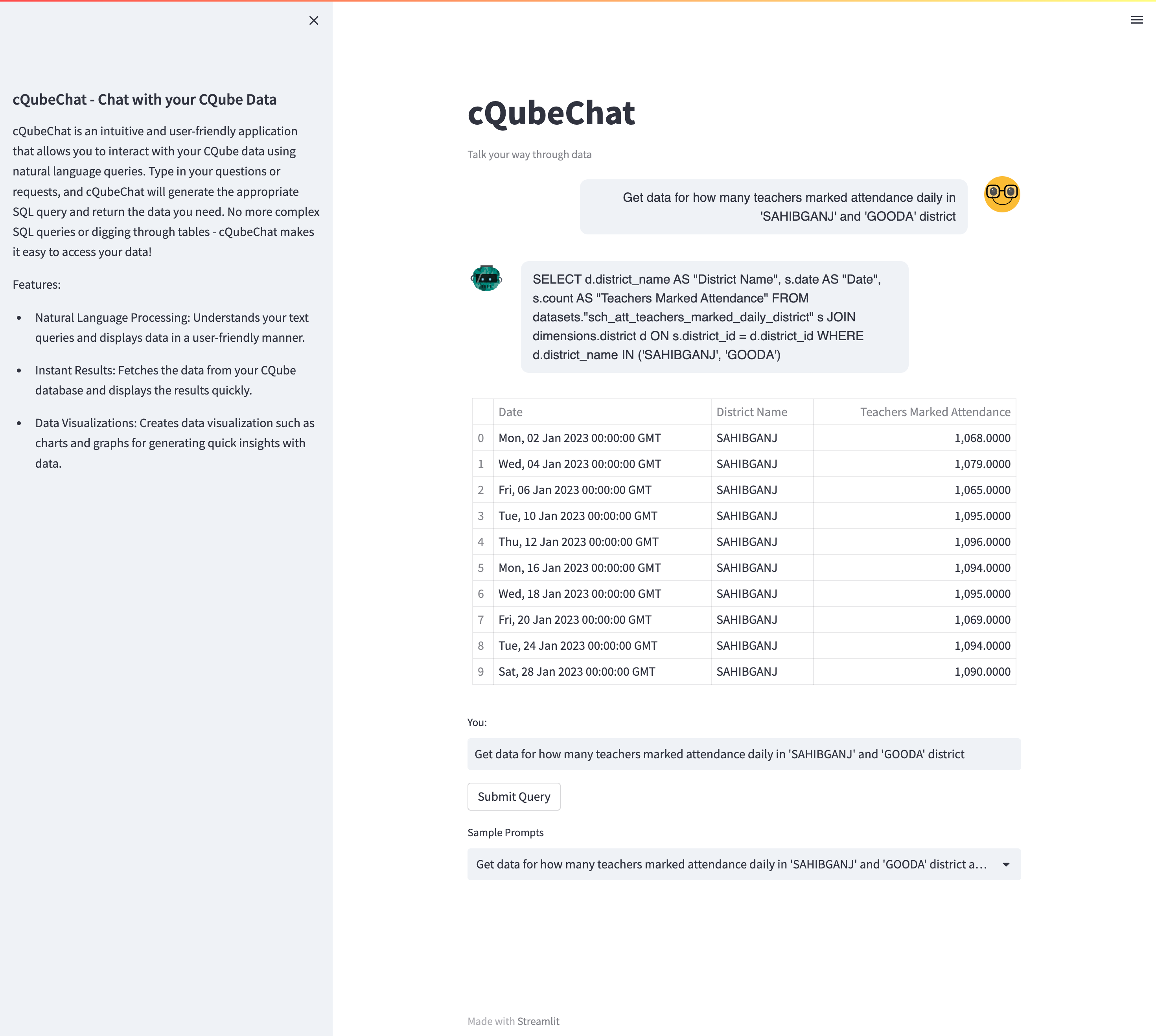 Query and data without graph